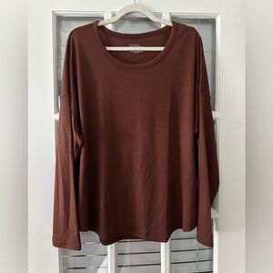 NWT Time and Tru Women’s XXL (20) Brown Hacci Long Sleeve Soft Knit Tee